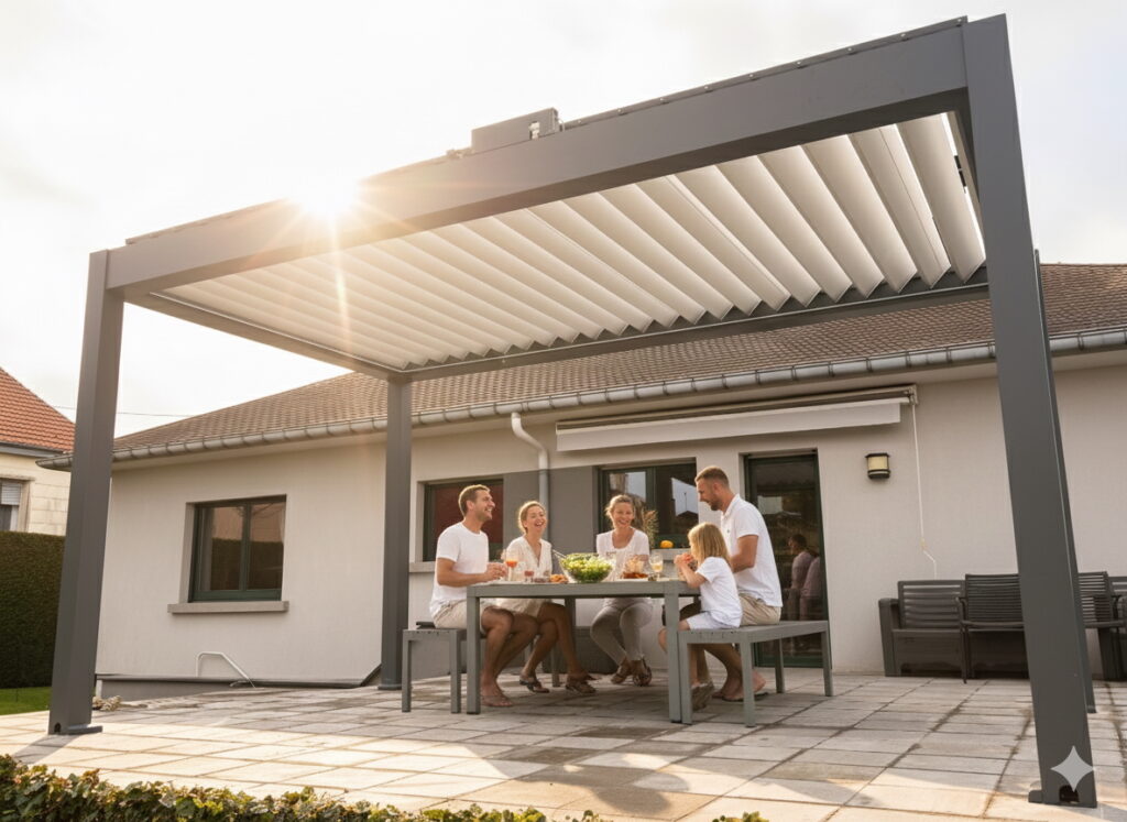 Pergola bioclimatique 4x6 motorisée avec triple éclairage LED