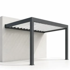 Pergola bioclimatique en implantation adossée à un mur