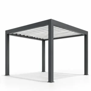Pergola bioclimatique en implantation autoportée sur quatre poteaux